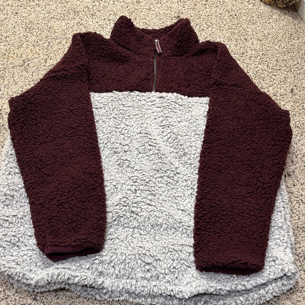 Cozy Burgundy and Gray Women's Sweater